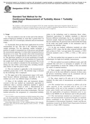 Standardtestmethode zur kontinuierlichen Messung der Trübung über 1 Trübungseinheit (TU)