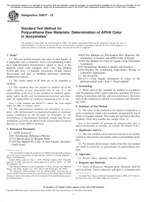 Standardtestmethode für Polyurethan-Rohstoffe: Bestimmung der APHA-Farbe in Isocyanaten