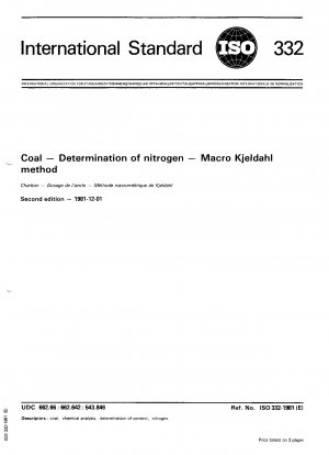 Kohle – Bestimmung von Stickstoff – Makro-Kjeldahl-Methode