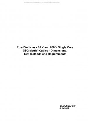 Straßenfahrzeuge – einadrige 60-V- und 600-V-Kabel (ISO/metrisch) – Abmessungen@ Testmethoden und Anforderungen