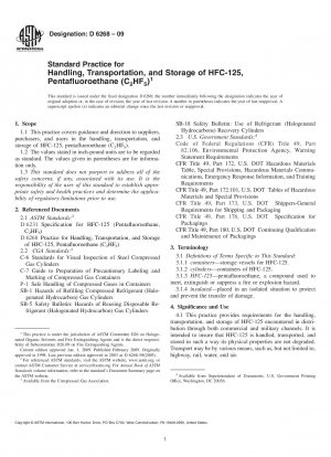 Standardpraxis für Handhabung, Transport und Lagerung von HFC-125, Pentafluorethan (C2HF5)