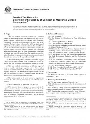 Standardtestmethode zur Bestimmung der Stabilität von Kompost durch Messung des Sauerstoffverbrauchs
