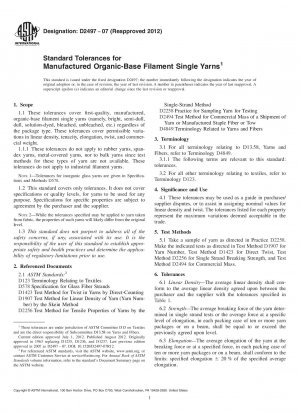 Standardtoleranzen für hergestellte Filament-Einzelgarne auf organischer Basis