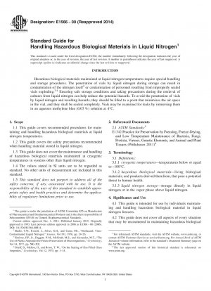 Standardhandbuch für den Umgang mit gefährlichen biologischen Materialien in flüssigem Stickstoff
