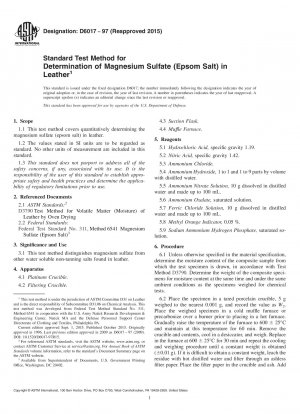 Standardtestmethode zur Bestimmung von Magnesiumsulfat (Bittersalz) in Leder
