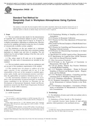 Standardtestmethode für alveolengängigen Staub in der Atmosphäre am Arbeitsplatz unter Verwendung von Zyklon-Probenehmern