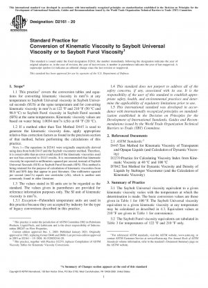 Standardpraxis zur Umrechnung der kinematischen Viskosität in die Saybolt-Universalviskosität oder in die Saybolt-Furol-Viskosität