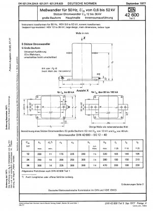 Messwandler für 50 Hz, HSV 0,6 bis 52 kV; Stromwandler (Stützisolator) HSV 12 bis 36 kV, große Bauform, Hauptabmessungen, Innenraumausführung