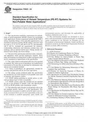 Standardspezifikation für Polyethylen-Systeme mit erhöhter Temperatur (PE-RT) für Nichttrinkwasseranwendungen