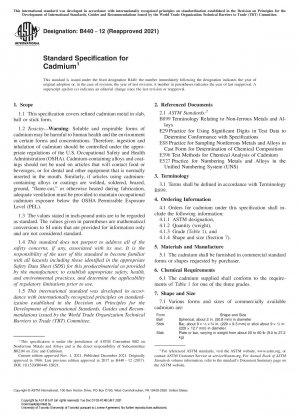 Standardspezifikation für Cadmium