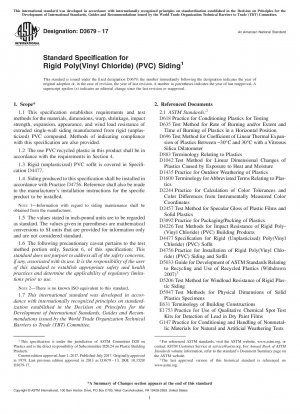 Standardspezifikation für starre Verkleidungen aus Polyvinylchlorid (PVC).