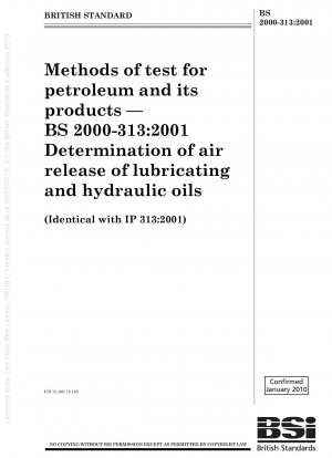 Prüfmethoden für Erdöl und seine Produkte – BS 2000 – 313: 2001 Bestimmung der Luftfreisetzung von Schmier- und Hydraulikölen