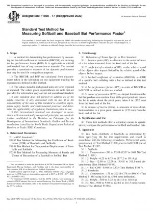 Standardtestmethode zur Messung des Leistungsfaktors von Softball- und Baseballschlägern