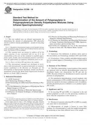 Standardtestmethode zur Bestimmung der Polypropylenmenge in Mischungen aus Polypropylen und Polyethylen niedriger Dichte mittels Infrarotspektrophotometrie