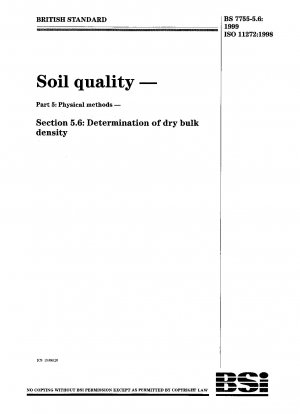 Bodenbeschaffenheit – Physikalische Methoden – Bestimmung der Trockenrohdichte