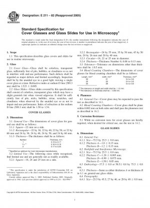 Standardspezifikation für Deckgläser und Objektträger zur Verwendung in der Mikroskopie