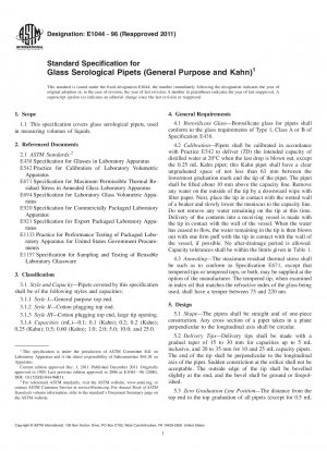 Standardspezifikation für serologische Glaspipetten (Allzweck und Kahn)