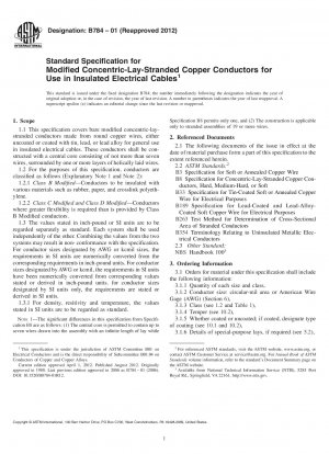 Standardspezifikation für modifizierte konzentrisch gelegte Kupferleiter zur Verwendung in isolierten Elektrokabeln