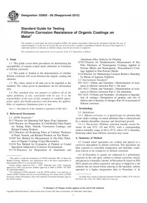 Standardhandbuch zum Testen der Filiformkorrosionsbeständigkeit organischer Beschichtungen auf Metall