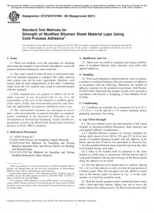 Standardtestmethoden für die Festigkeit von Überlappungen modifizierter Bitumenbahnen unter Verwendung von Kaltklebstoff