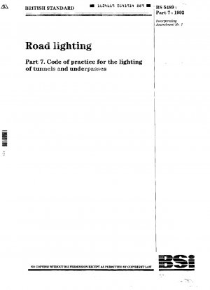 Straßenbeleuchtung Teil 7 . Verhaltenskodex für die Beleuchtung von Tunneln und Unterführungen
