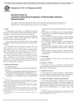 Standardhandbuch für Literatur zur Beschreibung der Eigenschaften elektrostatischer Elektronenspektrometer