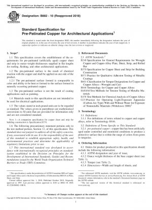 Standardspezifikation für vorpatiniertes Kupfer für architektonische Anwendungen