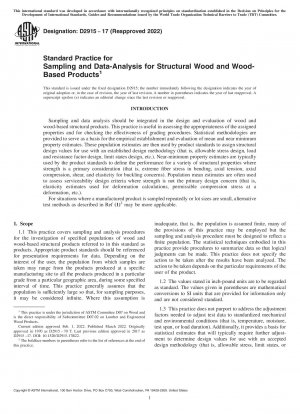 Standardpraxis für die Probenahme und Datenanalyse für Bauholz und holzbasierte Produkte