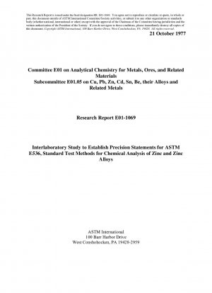 E0536-Standardtestmethoden für die chemische Analyse von Zink und Zinklegierungen