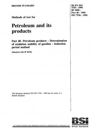 Prüfmethoden für Erdöl und seine Produkte. Erdölprodukte. Bestimmung der Oxidationsstabilität von Benzin. Induktionsperiodenmethode