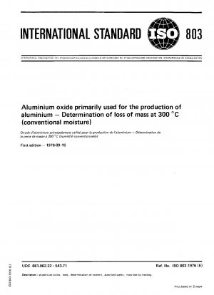 Aluminiumoxid, das hauptsächlich zur Herstellung von Aluminium verwendet wird; Bestimmung des Masseverlustes bei 300 Grad C (konventionelle Feuchte)