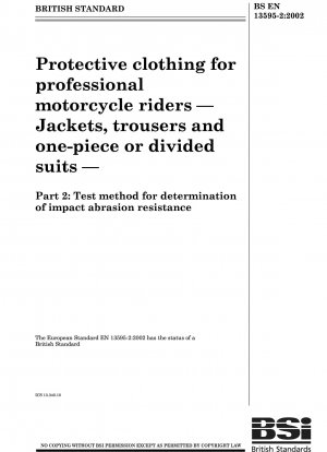 Schutzkleidung für professionelle Motorradfahrer – Jacken, Hosen und einteilige oder geteilte Anzüge – Prüfverfahren zur Bestimmung der Schlagabriebfestigkeit