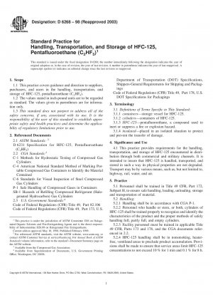 Standardpraxis für Handhabung, Transport und Lagerung von HFC-125, Pentafluorethan (C2HF5)