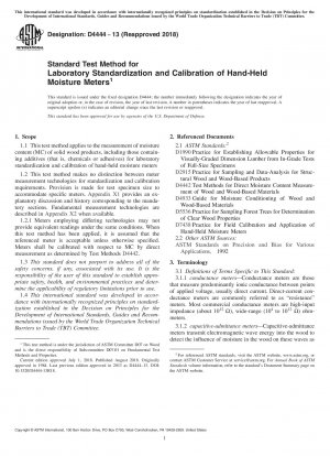 Standardtestmethode zur Laborstandardisierung und Kalibrierung von tragbaren Feuchtigkeitsmessgeräten