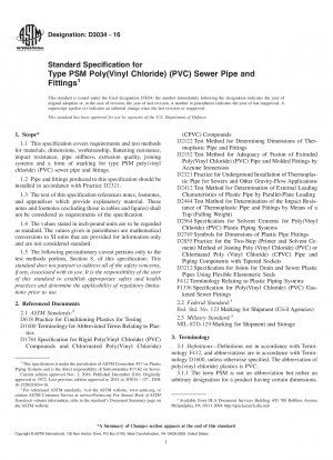 Standardspezifikation für Abwasserrohre und Formstücke aus Polyvinylchlorid (PVC) vom Typ PSM