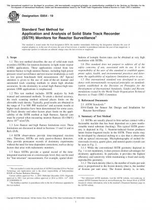 Standardtestmethode für die Anwendung und Analyse von Solid State Track Recorder (SSTR)-Monitoren zur Reaktorüberwachung