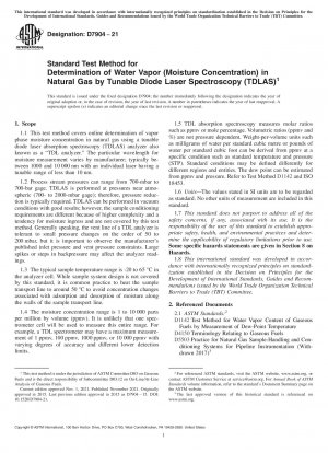 Standardtestmethode zur Bestimmung von Wasserdampf (Feuchtigkeitskonzentration) in Erdgas durch abstimmbare Diodenlaserspektroskopie (TDLAS)