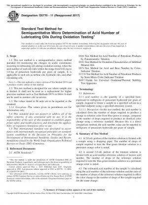 Standardtestmethode zur semiquantitativen Mikrobestimmung der Säurezahl von Schmierölen während der Oxidationsprüfung