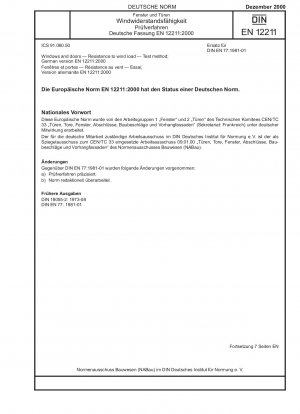 Fenster und Türen - Widerstand gegen Windlast - Prüfverfahren; Deutsche Fassung EN 12211:2000