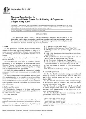 Standardspezifikation für flüssige und pastöse Flussmittel zum Löten von Kupfer- und Kupferlegierungsrohren