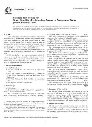 Standardtestmethode für die Scherstabilität von Schmierfett in Gegenwart von Wasser (Wasserstabilitätstest)