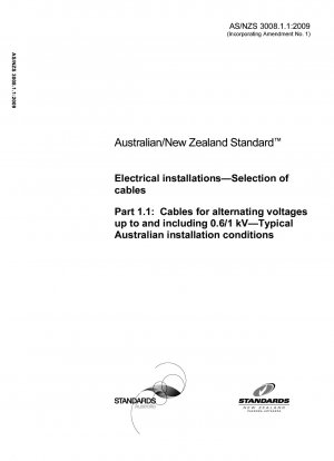 Elektroinstallationen - Kabelauswahl - Kabel für Wechselspannungen bis einschließlich 0,6/1 kV - Typische australische Installationsbedingungen