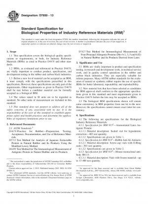 Standardspezifikation für biologische Eigenschaften von Industriereferenzmaterialien (IRM)