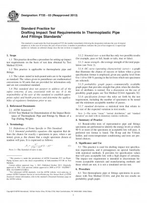 Standardpraxis für die Ausarbeitung von Schlagprüfungsanforderungen in Normen für thermoplastische Rohre und Formstücke