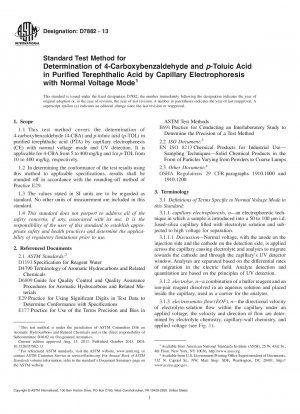 Standardtestmethode zur Bestimmung von 4-Carboxybenzaldehyd und p-Toluylsäure in gereinigter Terephthalsäure durch Kapillarelektrophorese im Normalspannungsmodus