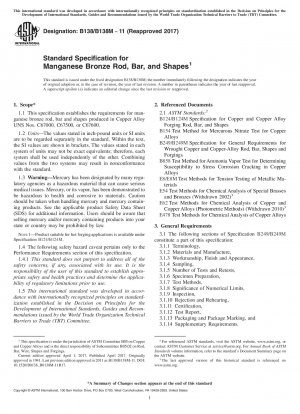 Standardspezifikation für Stäbe, Stäbe und Formen aus Manganbronze