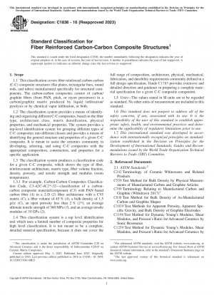 Standardklassifizierung für faserverstärkte Kohlenstoff-Kohlenstoff-Verbundstrukturen