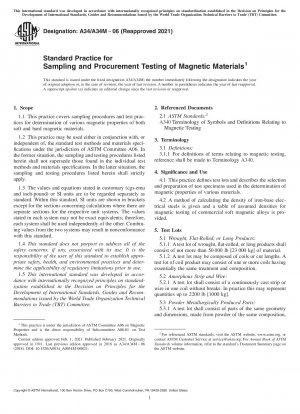 Standardpraxis für die Probenahme und Beschaffungsprüfung magnetischer Materialien