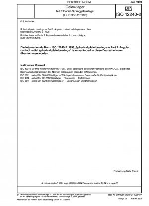 Gelenklager - Teil 2: Schrägkugel-Radialgleitlager (ISO 12240-2:1998)