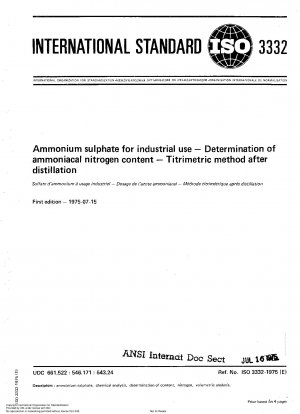 Ammoniumsulfat für industrielle Zwecke; Bestimmung des Ammoniumstickstoffgehalts; Titrimetrische Methode nach der Destillation